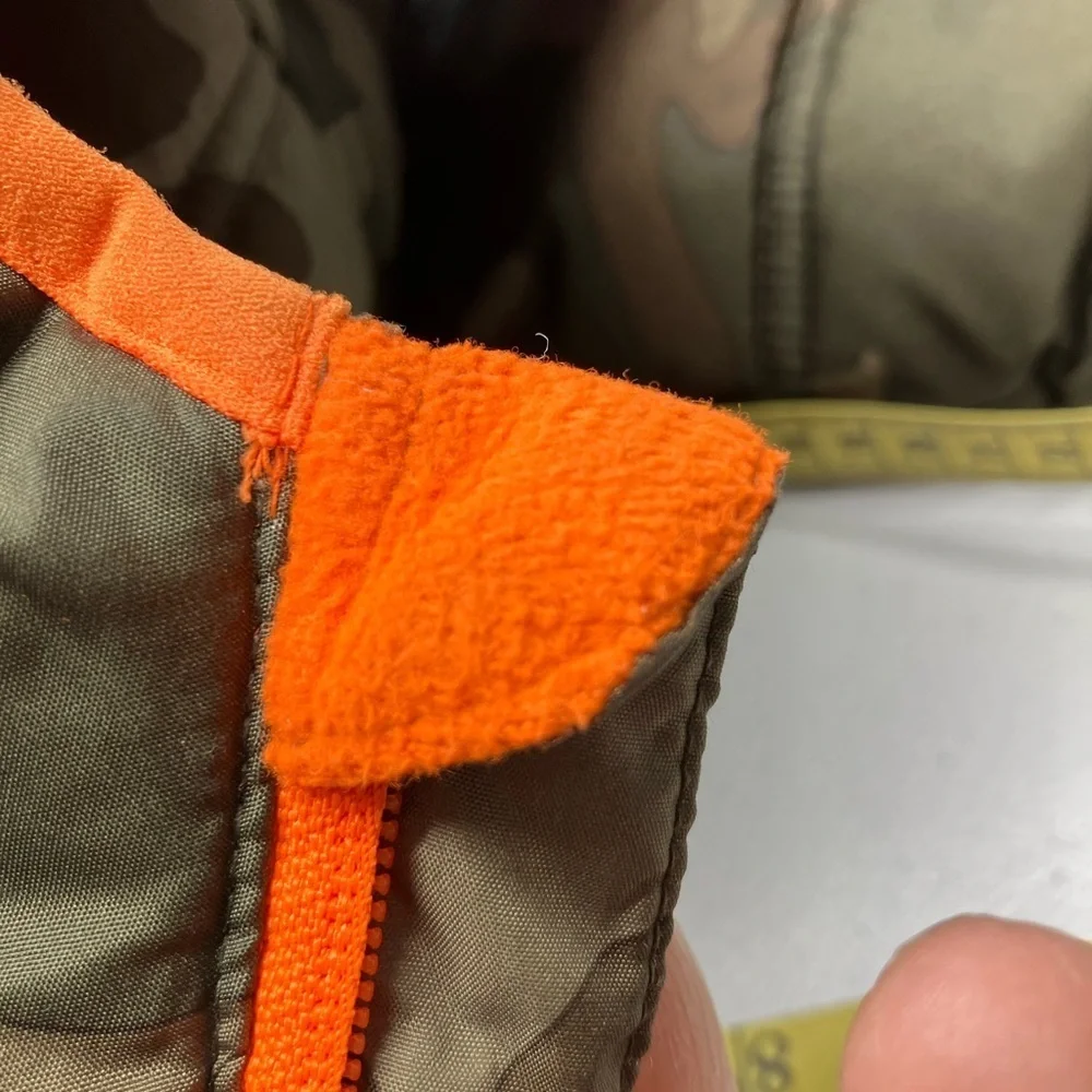 Boy’s Hooded Camo Cold Weather Puffer Coat, Large (10-12), Olive Green/Orange,